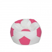 Baby Ball - fotoliu puf - imitatie piele alb/roz