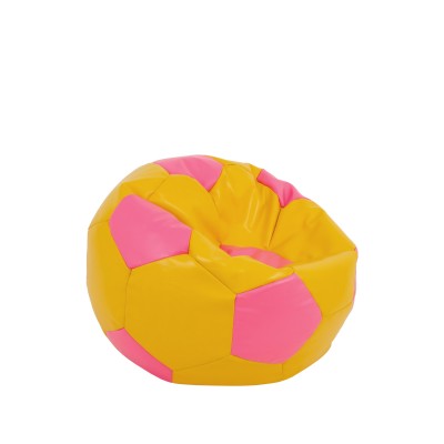 Baby Ball - fotoliu puf - imitatie piele galben/roz