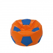 Baby Ball - fotoliu puf - imitatie piele portocaliu/albastru