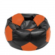 Extra Ball - fotoliu puf - imitatie piele negru/portocaliu