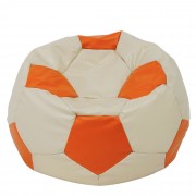 Mega Ball - fotoliu puf - imitatie piele crem/portocaliu