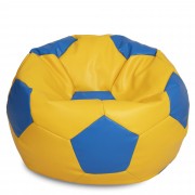 Mega Ball - fotoliu puf - imitatie piele galben/albastru