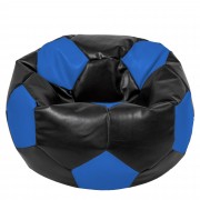 Mega Ball - fotoliu puf - imitatie piele negru/albastru