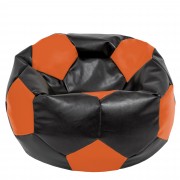 Mega Ball - fotoliu puf - imitatie piele negru/portocaliu
