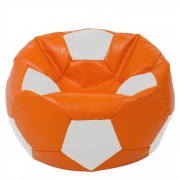 Mega Ball - fotoliu puf - imitatie piele portocaliu/alb