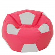 Mega Ball - fotoliu puf - imitatie piele roz/alb
