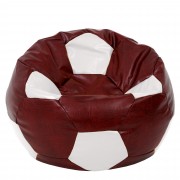 Mega Ball - fotoliu puf - imitatie piele bordo/alb