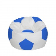 Mondo Ball - fotoliu puf - imitatie piele - alb/albastru